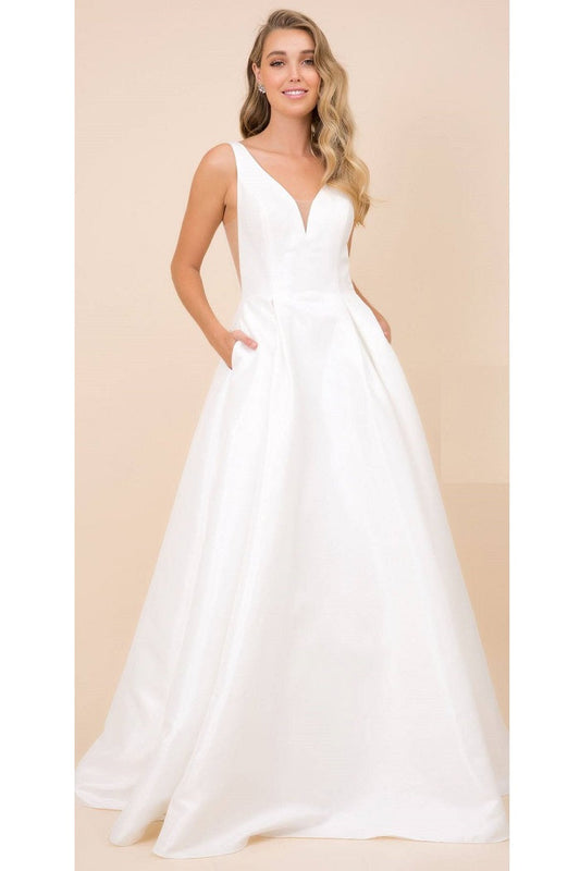 White Satin A-Line Bridal Gown