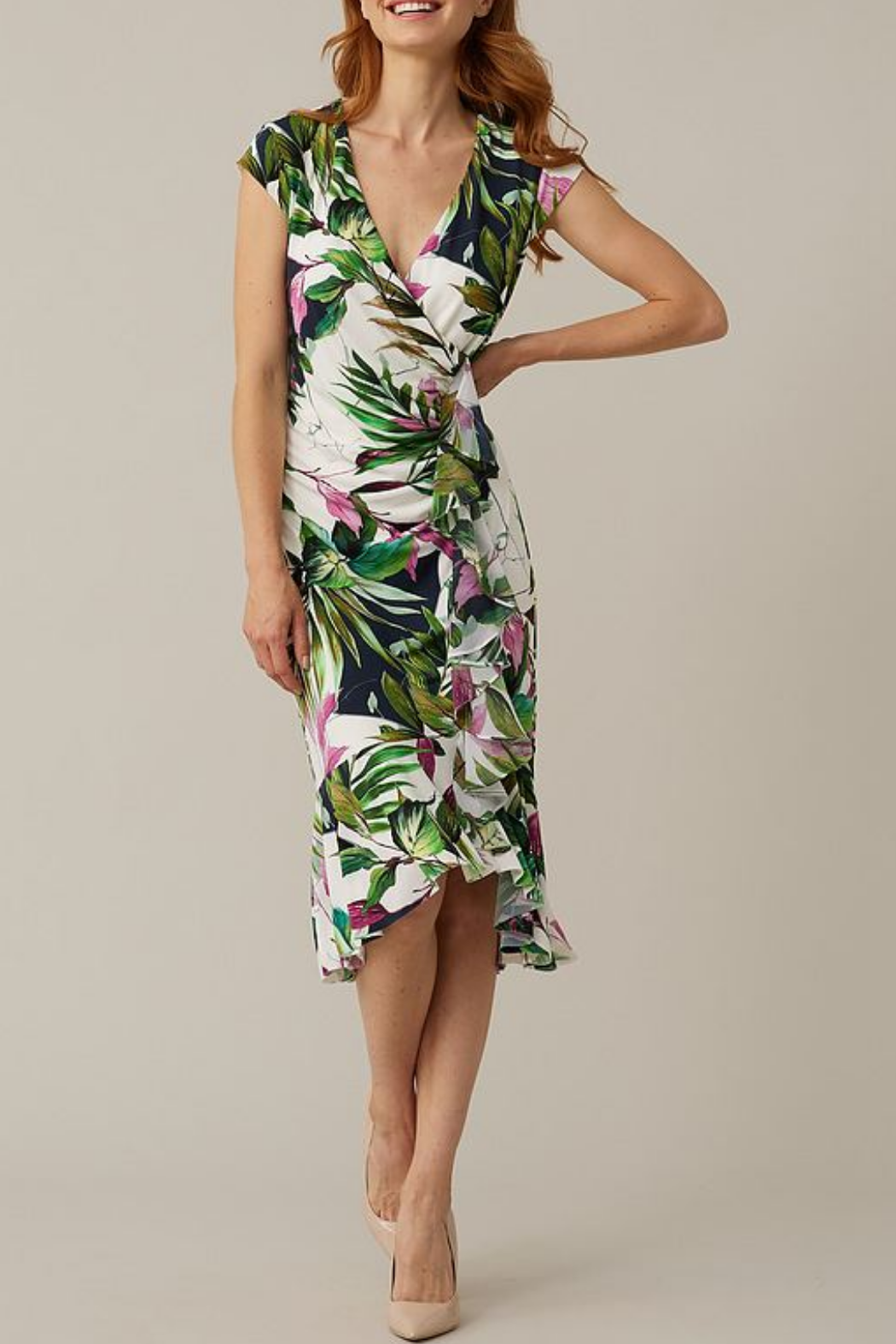 Tropical Wrap Style Dress