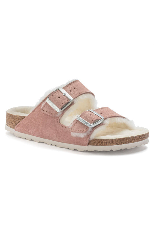 Birkenstock Arizona Shearling Narrow Width in Pink Clay