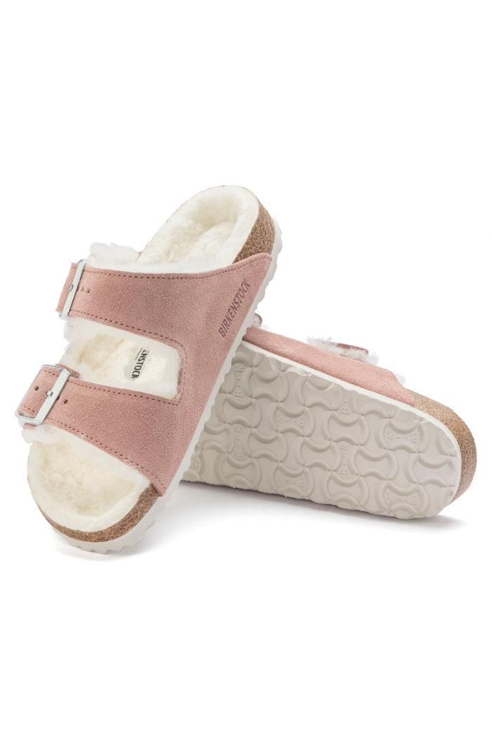 Birkenstock Arizona Shearling Narrow Width in Pink Clay
