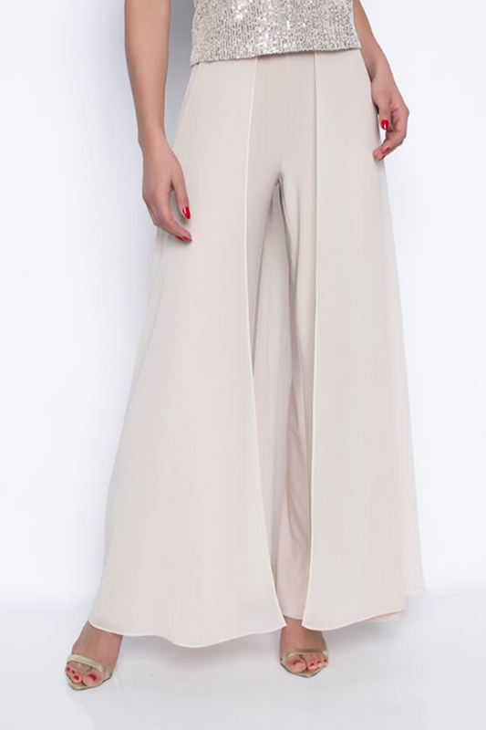 Unlined Palazzo Pant with Chiffon overlay