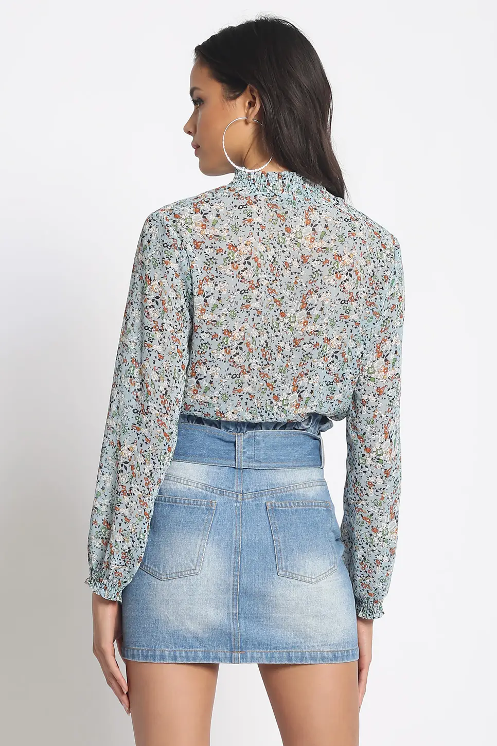 Tie Mini Floral Blouse