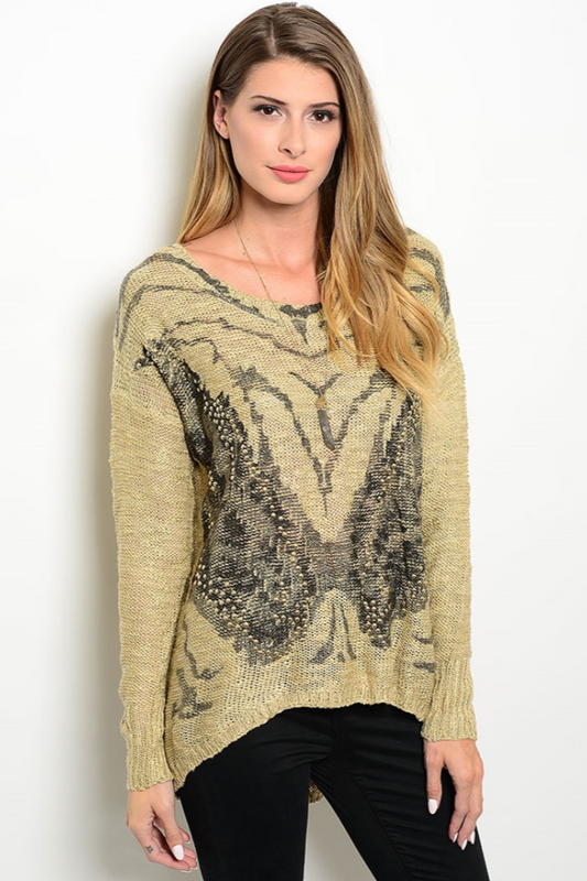 Butterfly Studs Oversized Sweater