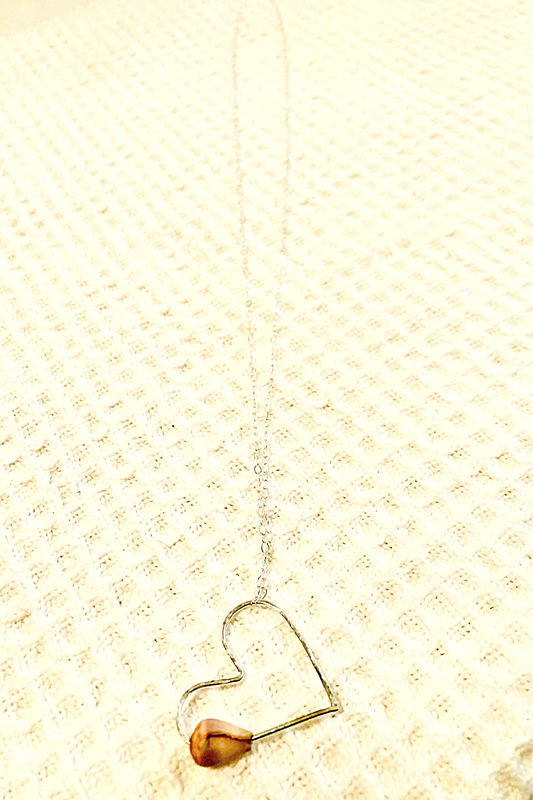 Sterling Silver Heart Shell Necklace - 34"