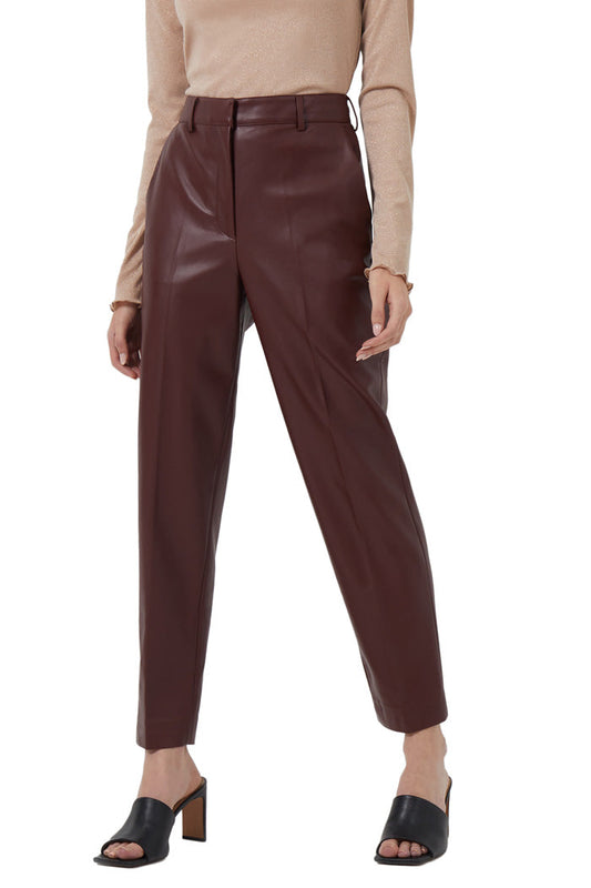 Vegan Leather Tapered Trousers
