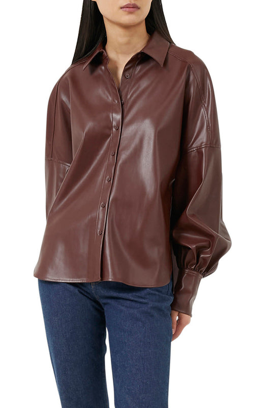 Vegan Leather Button Down