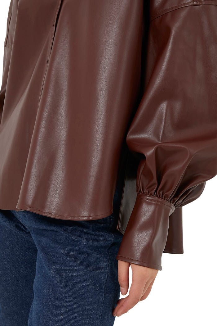 Vegan Leather Button Down