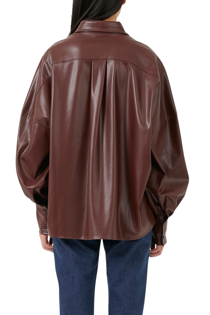 Vegan Leather Button Down