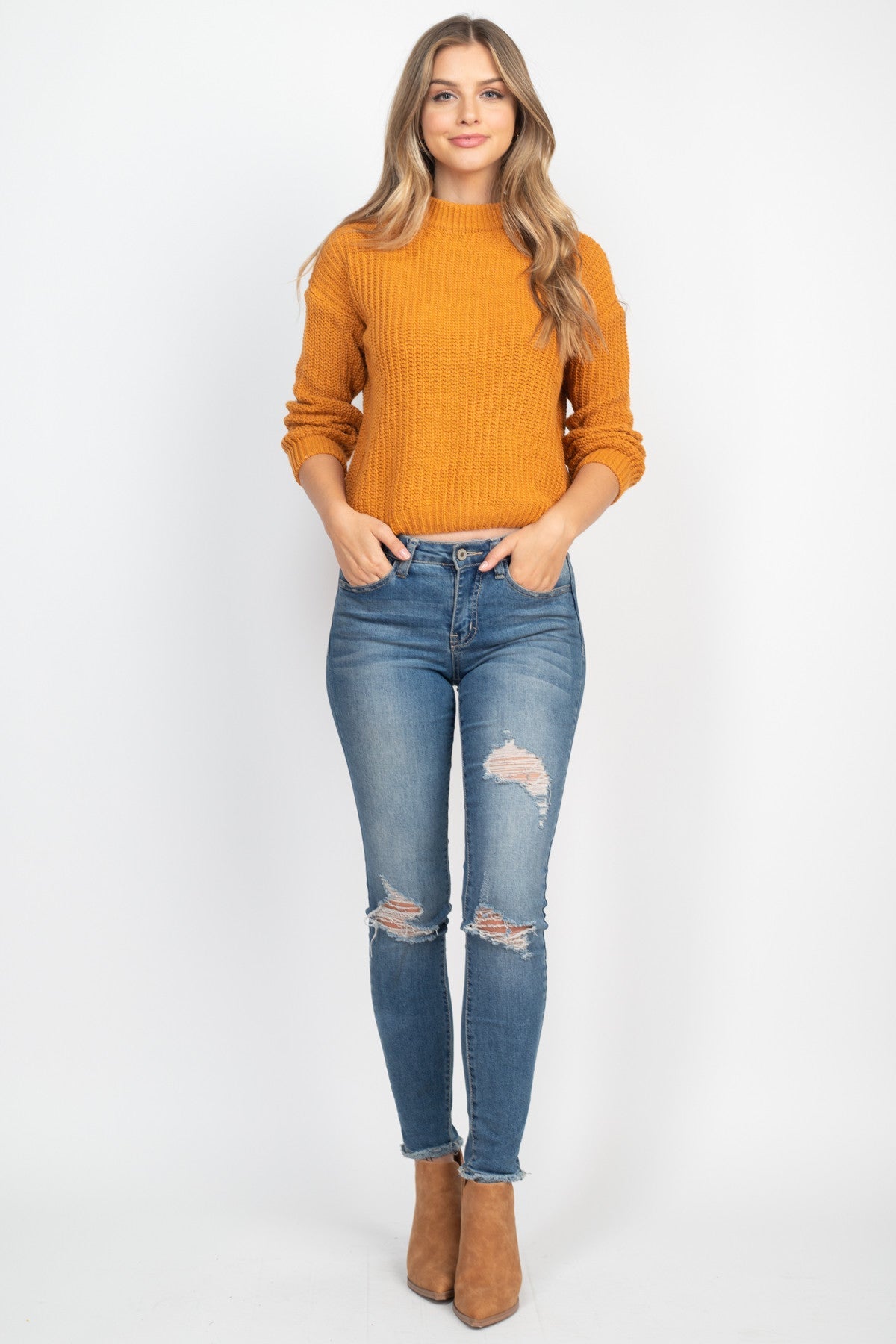 Camel Knit Sweater Top