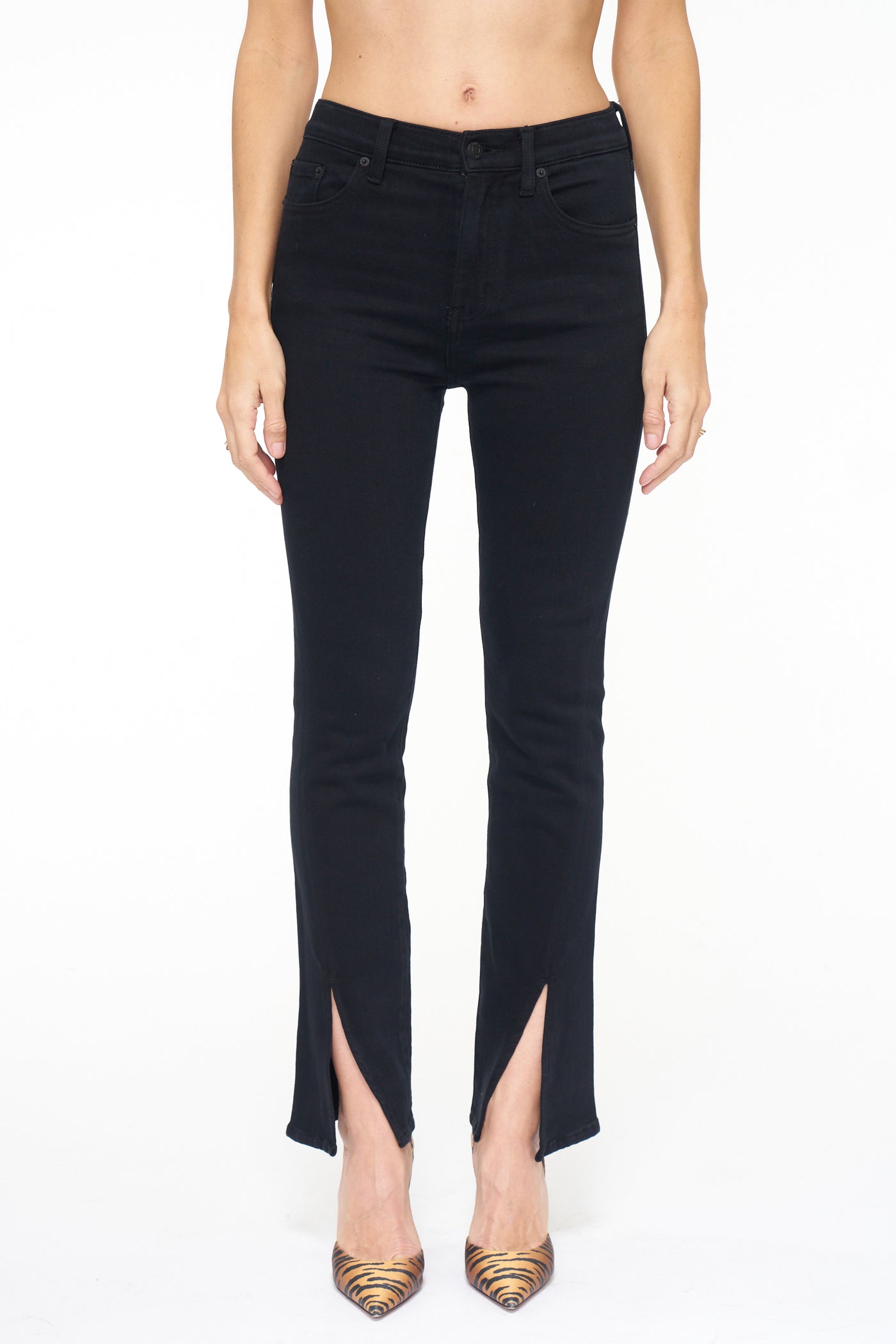 Teagan High Rise Vented Straight Dark Vinyl