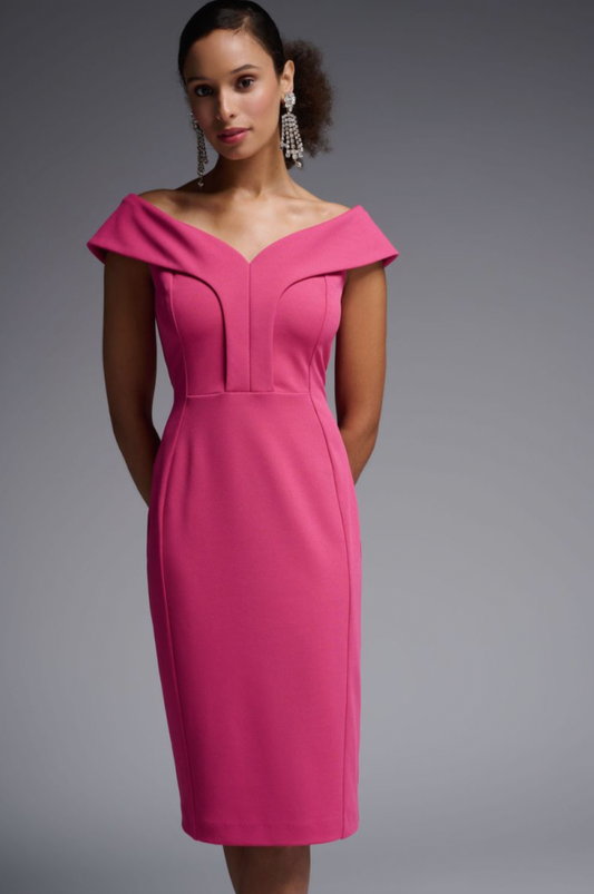 Off-Shoulder Shift Dress 231756 - Hibiscus Pink