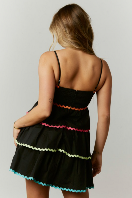 Tiered Color Trim Dress