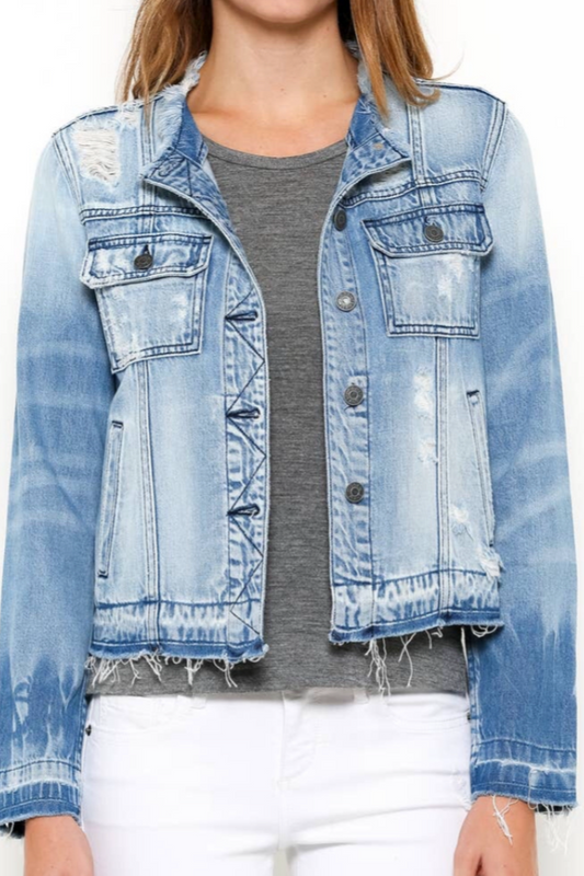 The Rebel Light Wash Collarless Jean Jacket