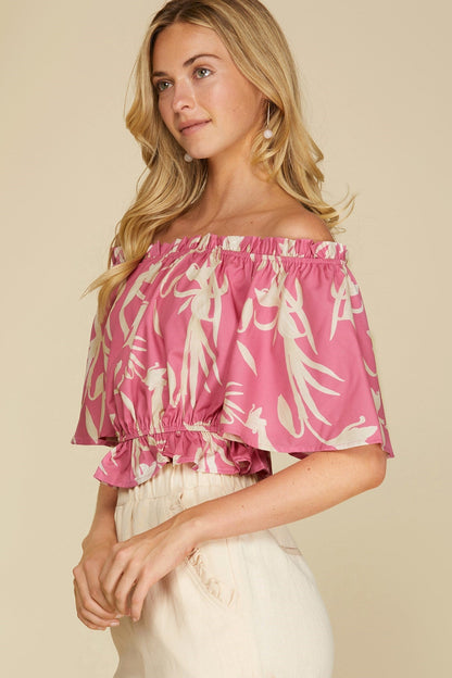 Off-Shoulder Half-Sleeve Crop-Top