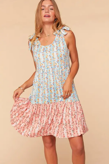 Tiered Floral Sleeveless Dress