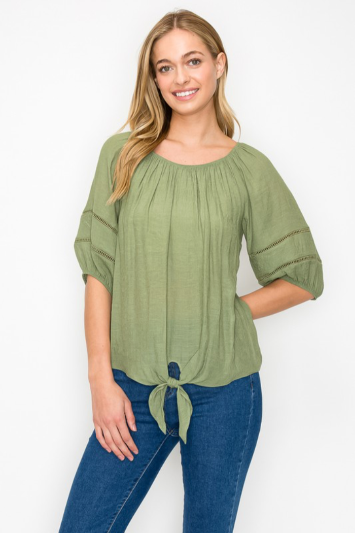 Tie Front Off Shoulder Top