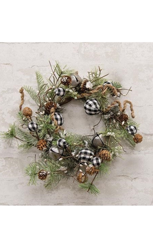 Buffalo Gingham Country Holiday Wreath, 17"