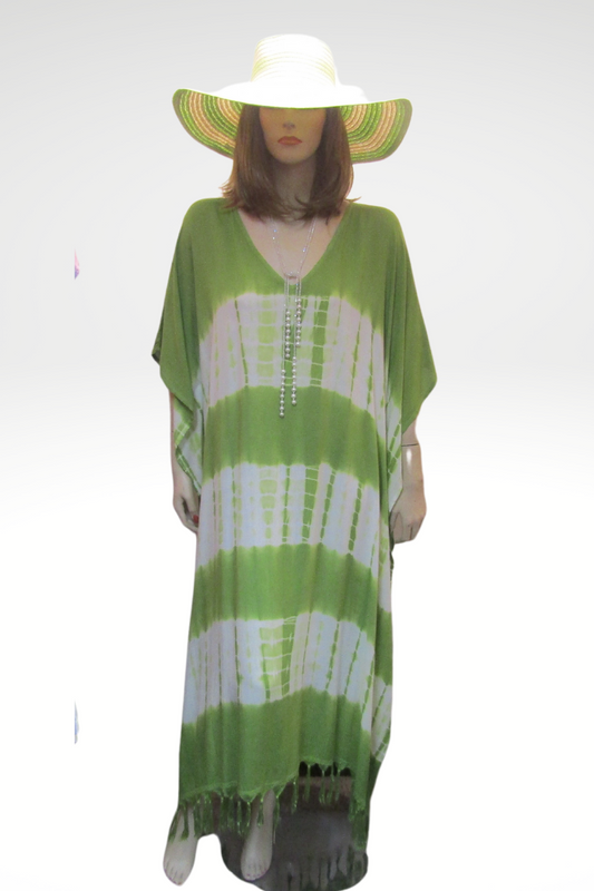 Tie Dye Kaftan - Green/White