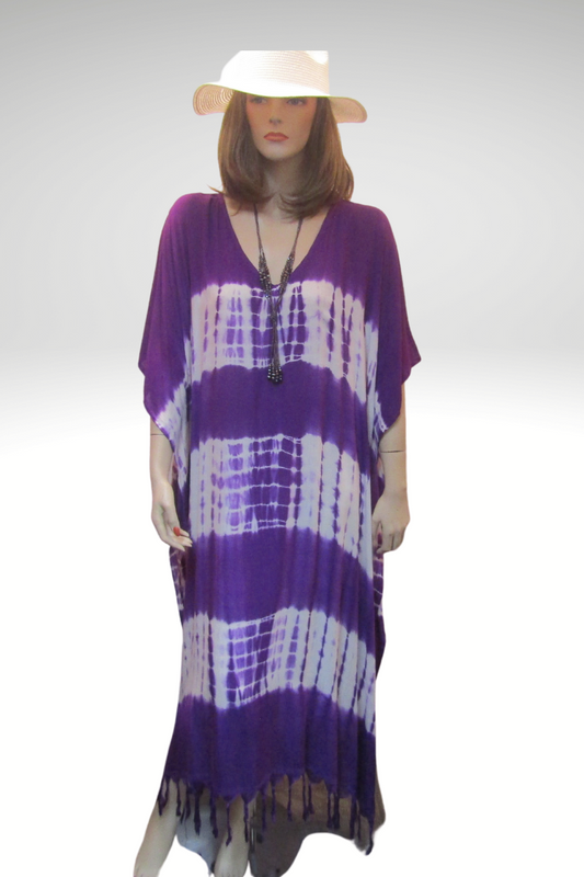 Tie Dye Kaftan -  Purple/White