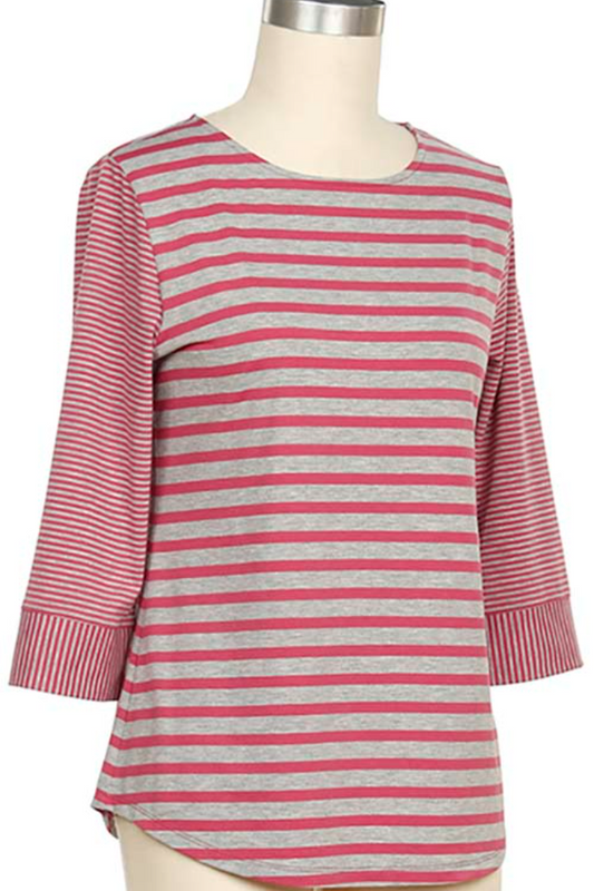 3/4 Slv Stripe Top