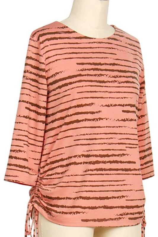 3/4 Slv Screen Print Stripe Top