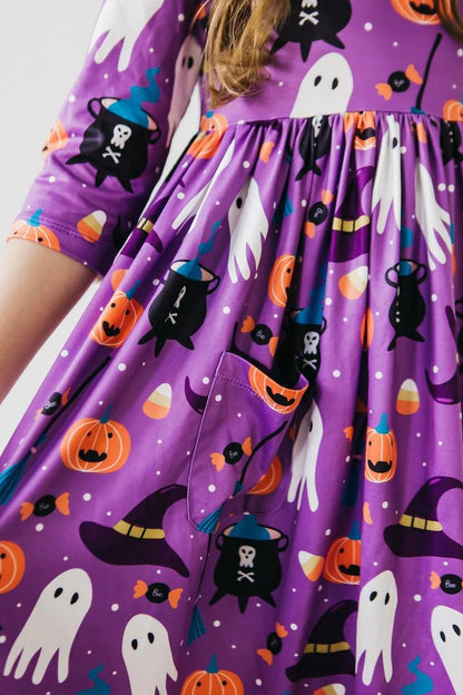 No Tricks, Just Treats 3/4 Sleeve Dress
