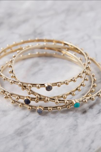 Brass Studded Bangle Bracelet