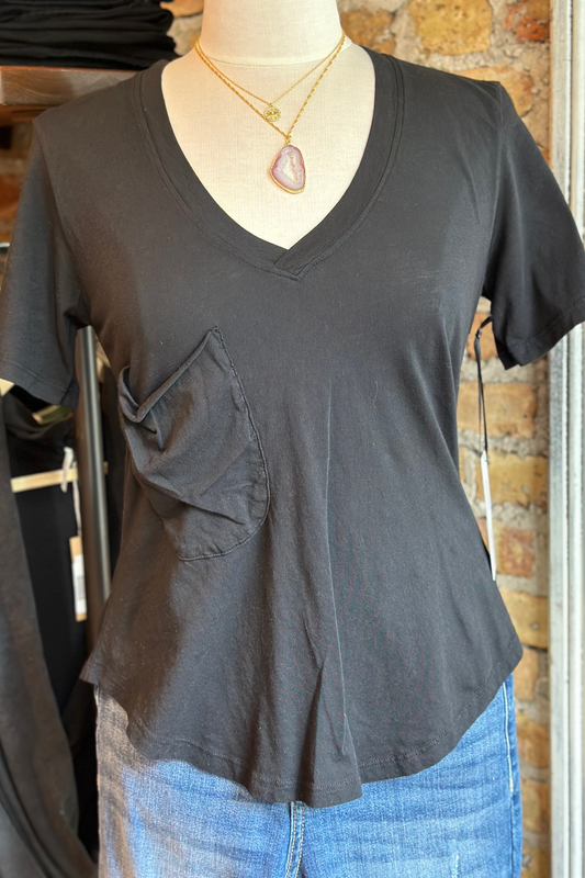 V-neck Tee with Slouchy Pocket