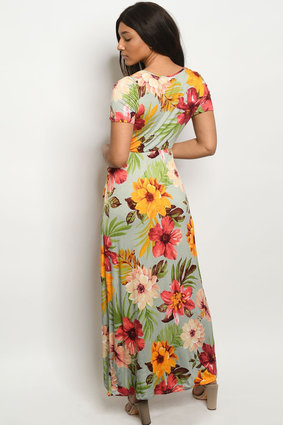 Tropical Sage Wrap Maxi Dress