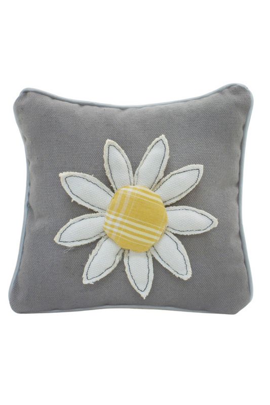 Yellow & Gray Daisy Pillow "sm"