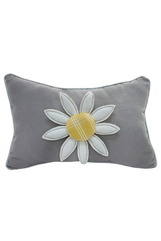 Yellow & Gray Daisy Pillow "lg"