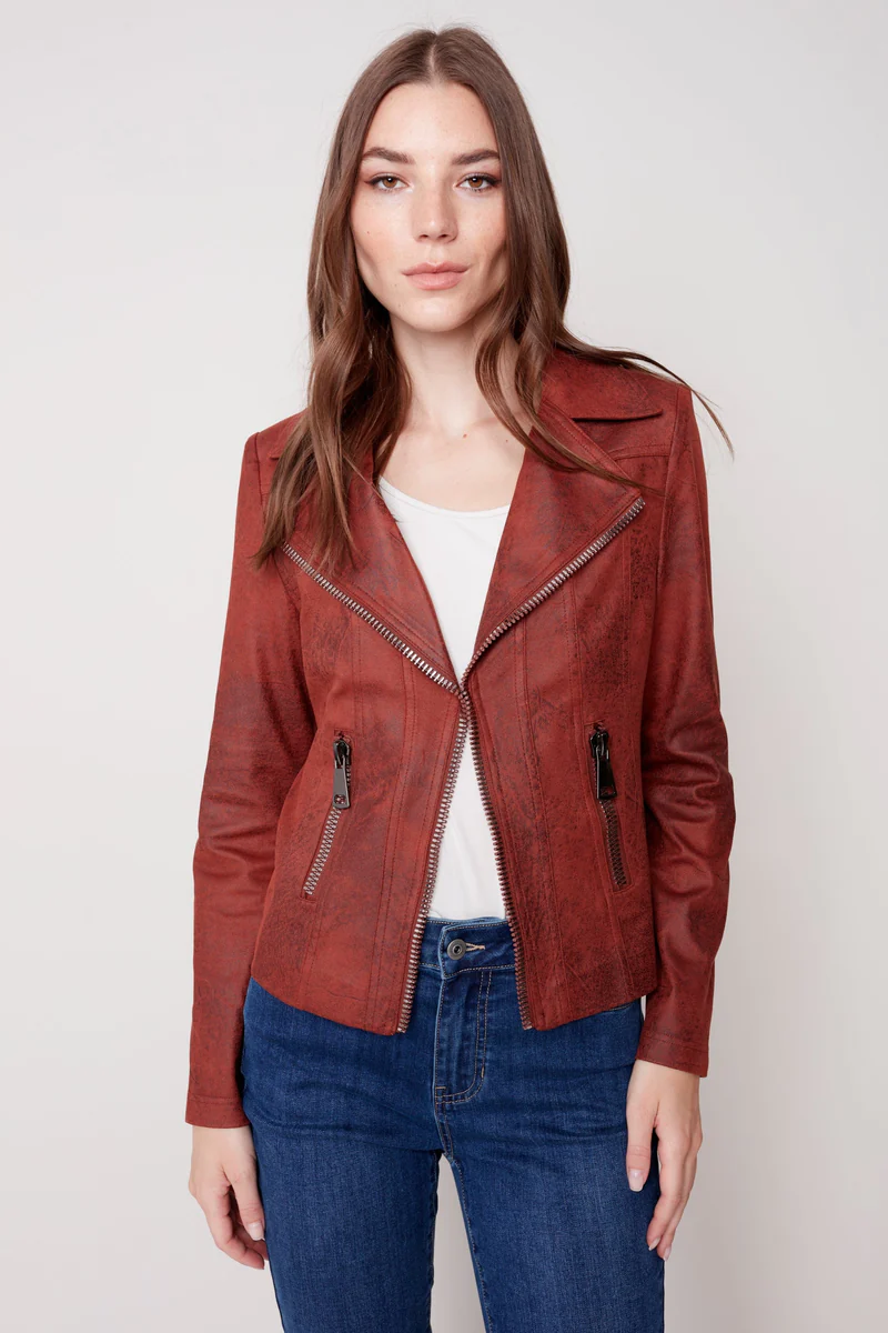 Vintage Faux Leather Perfecto Jacket Orchid