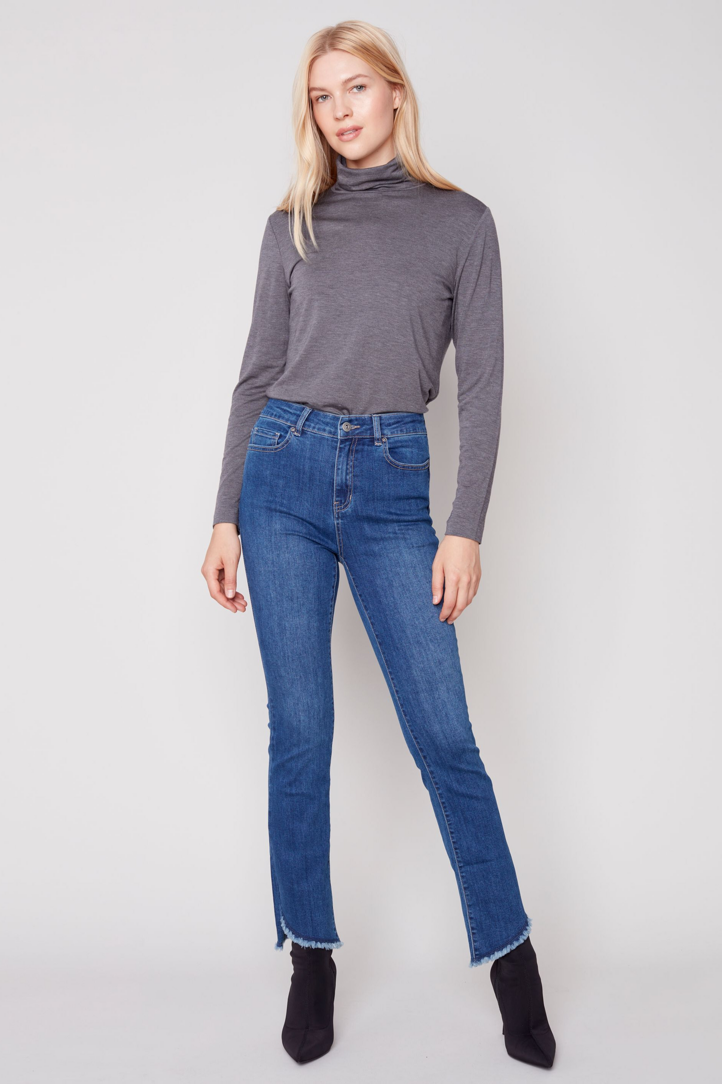 Asymmetrical hem bootcut leg pant