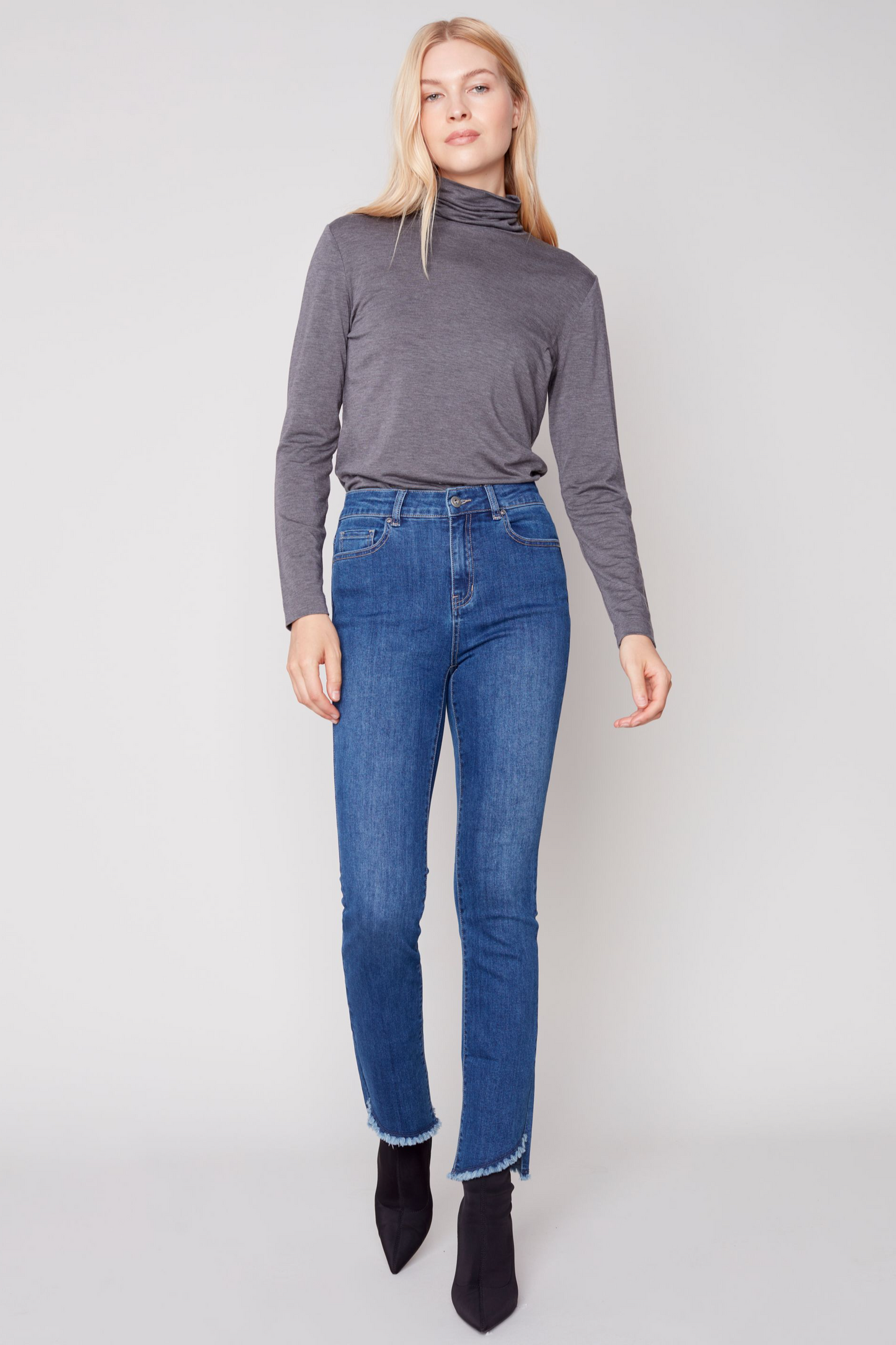 Asymmetrical hem bootcut leg pant