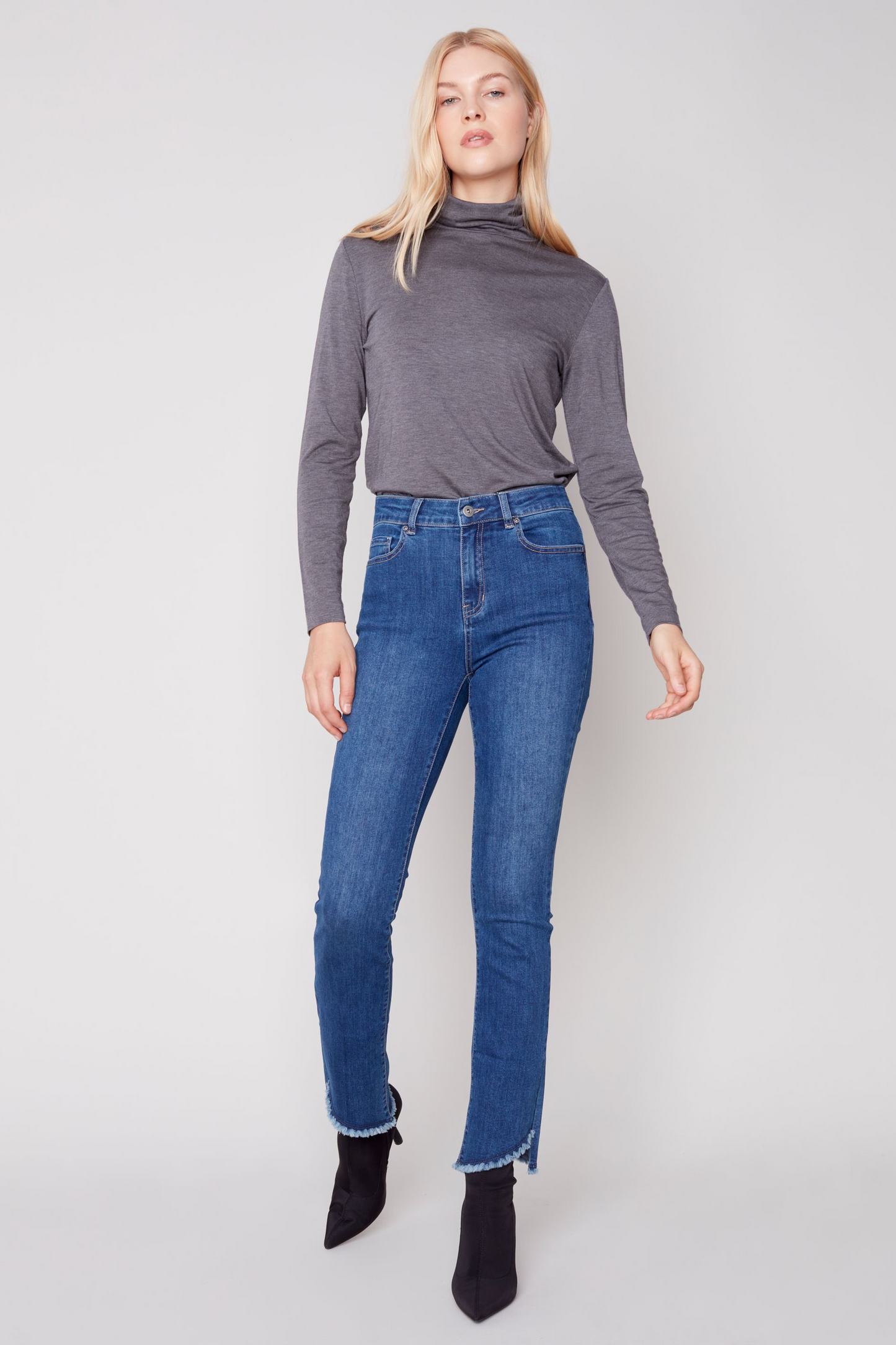 Asymmetrical hem bootcut leg pant