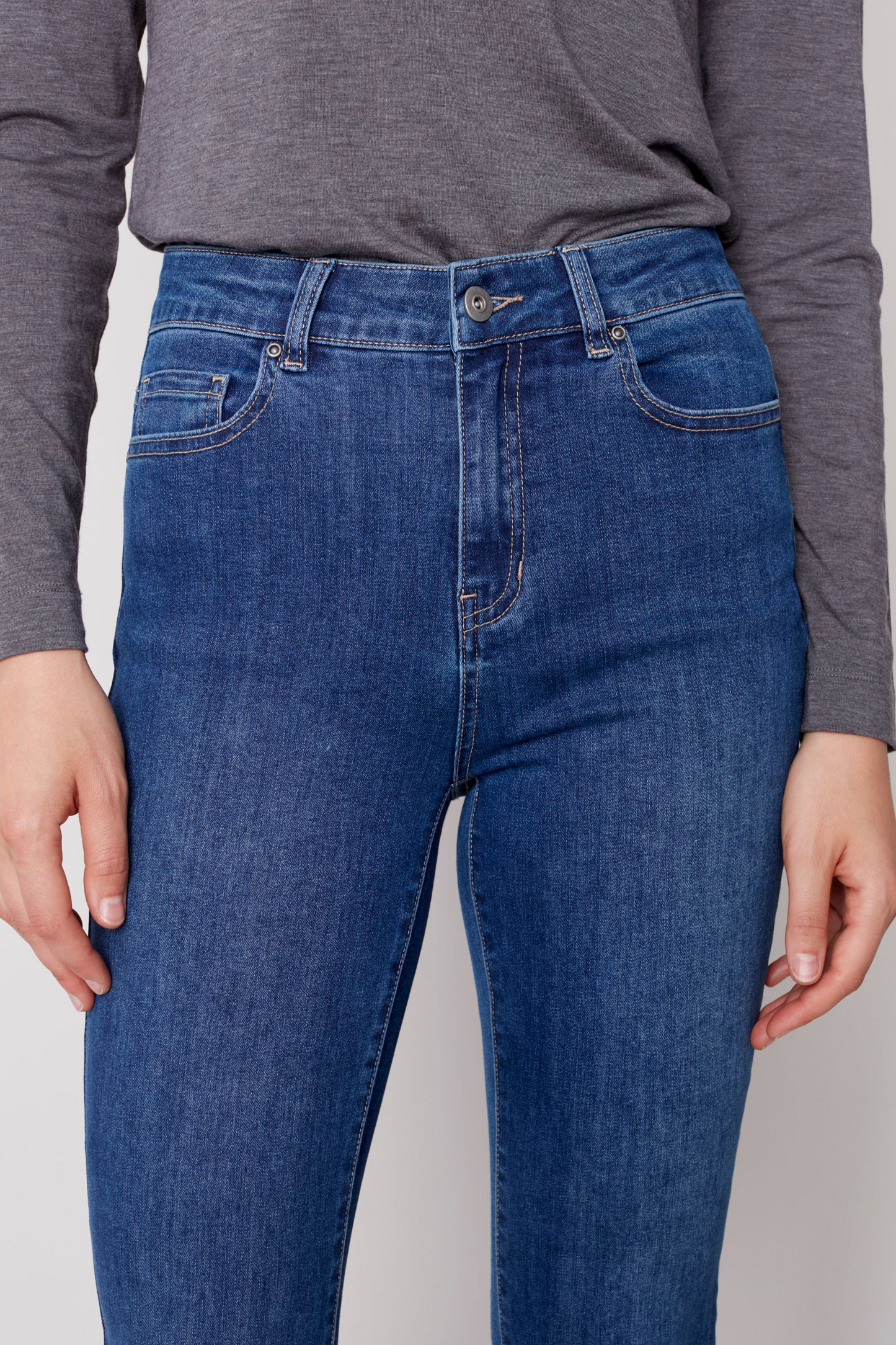 Asymmetrical hem bootcut leg pant