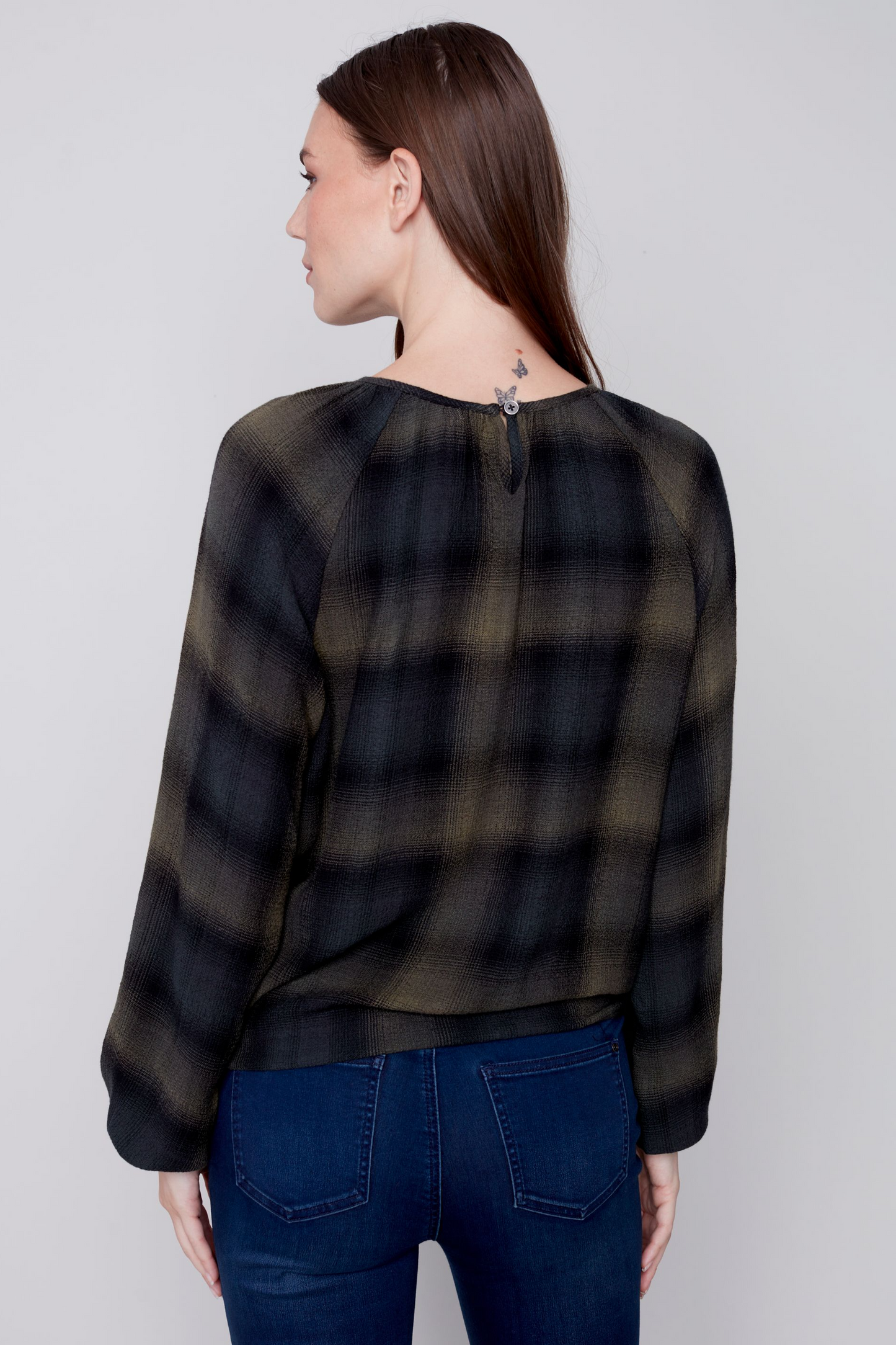 Tie Front Plaid Top