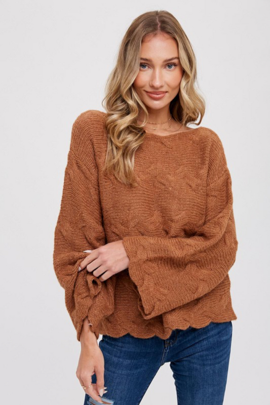 Boat Neck Cable Knit