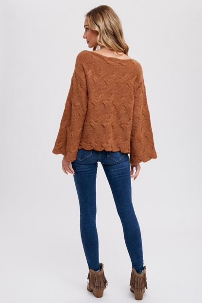 Boat Neck Cable Knit