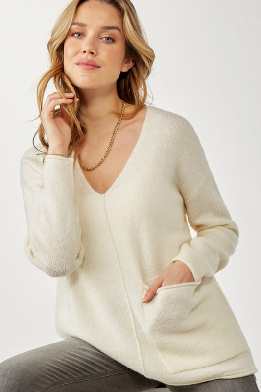 Vee Neck Knit Sweater