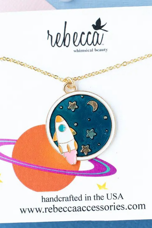 Space Enamel Charm Pendant Necklace