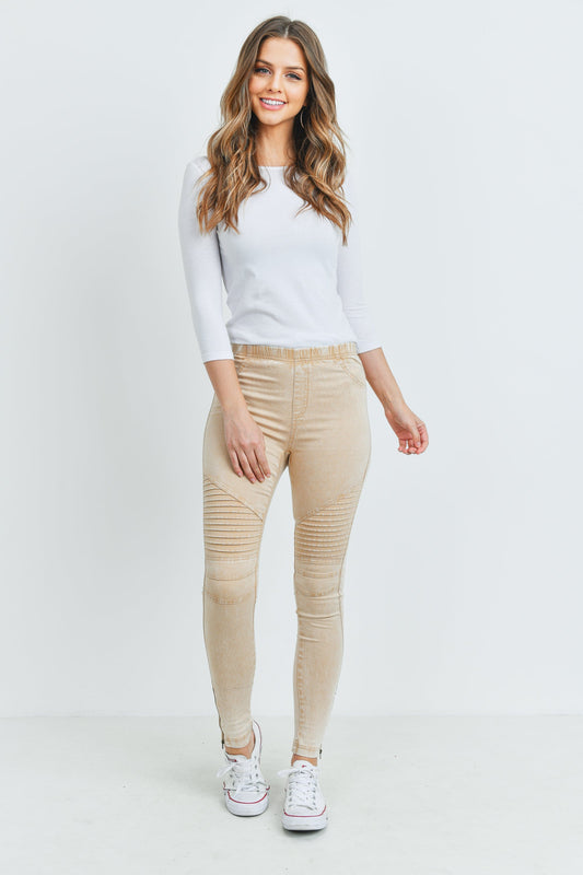Acid Wash Khaki Skinny Pants