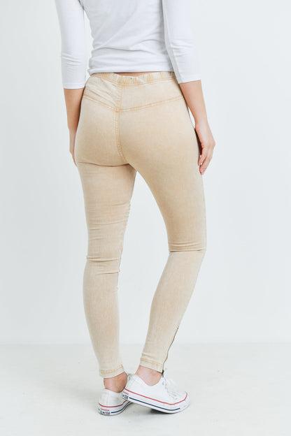 Acid Wash Khaki Skinny Pants