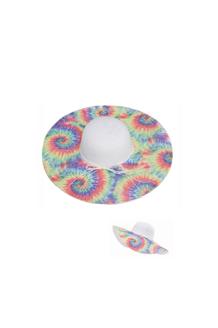 Vintage Sun Hat Tie Dye Straw