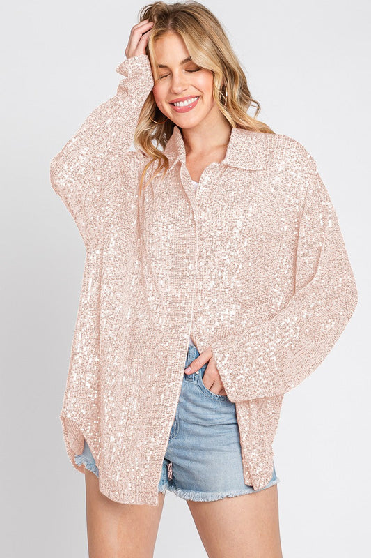 Sequin Button Down