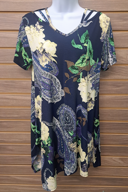Blue floral paisley tunic