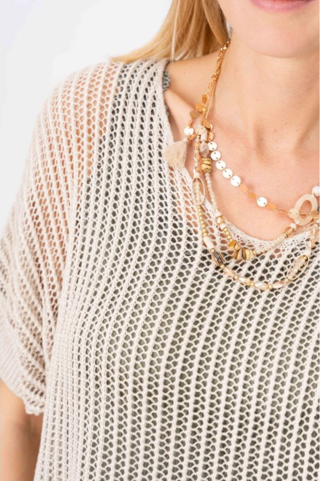 Open Knit S/S Sweater