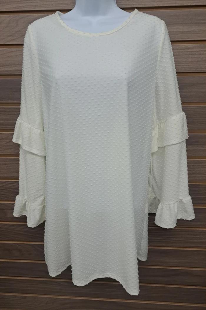 Swiss dot ruffle shirt