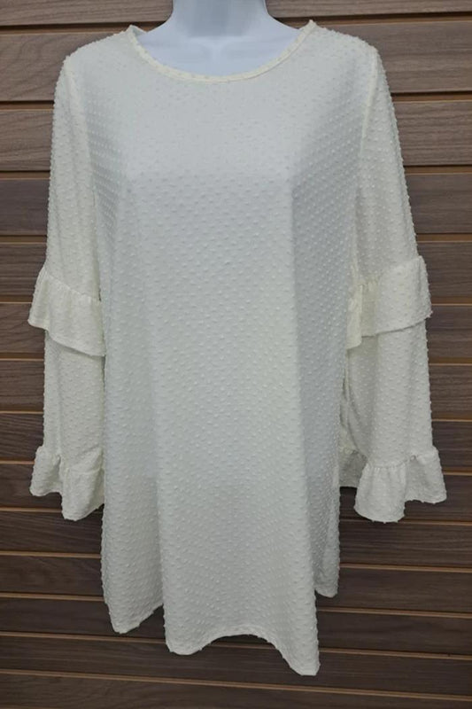 Swiss dot ruffle shirt