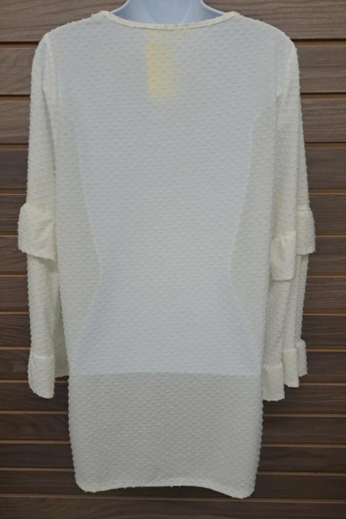 Swiss dot ruffle shirt